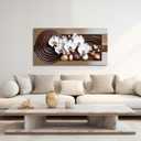 XLMDYYSW Large Orchid Canvas Wall Art White Orchid Flowers Pictures Abstract Floral Print Poster Vintage Botany Painting for Living Room Bathroom Decor Framed (Brown, 16L x 32W)