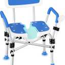 Heavy Duty Shower Chair for Inside Shower FSA/HSA Eligible, 500LBS Shower Chair with Arms & Back, Padded Bath Seat with U-Shaped Cutout, Anti-Slip Adjustable Bath Stool for Seniors, Handicap, Pregnant