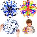 2Pcs Colorful Sphere Collapsible Expandable Breathing Expanding Magic Balls Toy for Toddlers Kids 2 3 4 +Year Old Boys Girls,Sensory Fidget Stress Balls Toy for Autism, Anxiety,Yoga -ADHD