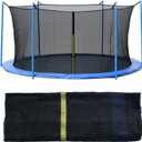 Aoodor Trampoline Replacement Net for 12FT Outdoor Round Frame Trampolines, Safety Enclosure Net with Zipper, Buckle, String