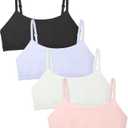 Sascina Soft Training Bras for Girls 7-8, 8-10,10-12, Natural Fit First Bra | Girls Cami Bra with Double-Layer Front Coverage, Easy to Wear, Adjustable Straps, Stay Hidden under T-shirts, School Uniforms