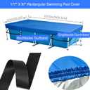 Rectangular Pool Cover 177in x 87in, 14 x 7ft Rectangular Pool Cover Made of Heavy-Duty Waterproof Oxford Fabric for Rectangular Above Ground Pool Built-in Elastic & Strong Webbing - Easy Set, Blue