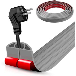 Floor Cord Cover Self Adhesive Cord Hider,10FT Cable Management, Extension Strip Protector for Wires, Prevent Cable Trips for Offices, Gyms, Exhibitions Cavity:0.39"(W) x 0.27"(H) Gray Wood