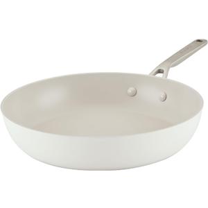 KitchenAid Hard Anodized Ceramic Nonstick Cookware Frying/Skillet Pan, 12.25 Inch Non Stick Fry Pan with Stainless Steel Handle - Porcelain White