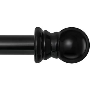 Black Curtain Rod - 1" Heavy Duty Curtain Rods for Windows 66 to 120 inch (5.5-10ft Adjustable),Decorative Blackout Drapery Rods for Bedroom Living Room Kitchen Sliding Door Farmhouse Cafe