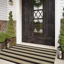 Striped Outdoor Rug 3'x5', Cotton Hand Woven Rug Front Door Mat,Washable Reversible Layered Door Mats, Foldable Front Porch Rug for Entryway/Home Entrance/Farmhouse(Black and Tan)