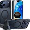 TORRAS Strong Magnetic & Seamless Stand for iPhone 17 Pro Case, Fit for MagSafe, Militray Grade Protection, Built-in Kickstand, Camera Control, Translucent Shockproof Slim 17 Pro Cover Ostand, Black