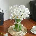 Heleze 30 PCS Artificial Calla Lily Flowers Bouquet Faux Branches for Vase Fake Flower 13.5" Real Touch for DIY Mother's Day Wedding Party Decoration Pure White