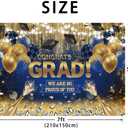 7x5FT Blue Gold Congrats Grad Theme Photo Backdrop We are So Proud of You Photography Background Graduation Party Banner Indoor Outdoor Congratulations Graduate Decoration Polyester