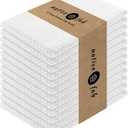 Native Fab Cotton Kitchen Towel with Hanging Loop 16x26 inches, 12-Pack, Waffle Weave Kitchen Towels for Cleaning Drying, Washcloths Soft & Absorbent Cloth Rags, Bar Towel, Dish Cloth, White