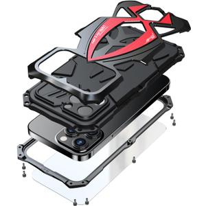 Lunivop case Compatible with for iPhone 14 Pro Max Case 2022 Cool with Screen Protector Military Grade Metal Rugged Silicone 360 Full Shockproof Phone Case Cover Heavy Duty Black Red