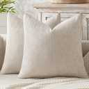 MIULEE Pack of 2 Couch Throw Pillow Covers 18x18 Inch Neutral Beige Modern Boho Accent Decorative Pillow Covers Soft Chenille Farmhouse Cushion Covers for Home Decor Bed Sofa Living Room