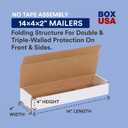 Box USA Moving Boxes Medium 14"L x 4"W x 2"H, 50-Pack | Corrugated Cardboard Box for Packing, Shipping and Storage 14x4x2 1442