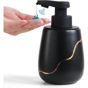 BosilunLife Automatic Soap Dispenser Bathroom - Liquid Hand Free Dispenser Smart Electric Lotion Soap Dispenser Touchless with Waterproof Pump Rechargeable Dish Soap Dispenser Ceramic Black