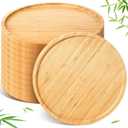 Meanplan 12 Pcs Charcuterie Board Bulk Round Wood Trays Bamboo Serving Platter with Rim Polished Wooden Vegetable Platter for Holding Fruit Bread Pizza Party Decor (13.5 Inch)