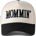 Mommin Trucker Hat, Mothers Day Gifts for Mom Wife, Vintage Two Tone Ponytail Baseball Cap, Adjustable Embroidered Hat