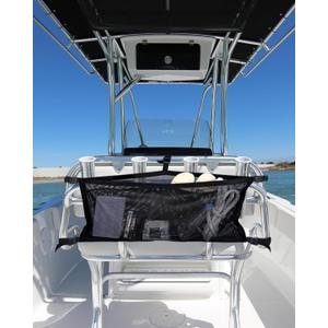 Boat Storage Bag with 3 Divisions, Adjustable Organizer, Mesh Tackle & Life Jacket Holder, Suspended Net for Leaning Post (32 INCH)