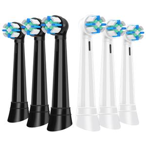 Replacement Heads Compatible with Oral B iO for Gentle Dental Care, Toothbrush Compatible with Oral B iO 2/3/4/5/6/7/8/9/10 Series Electric Toothbrush, Medium Bristles (6 Black/White)
