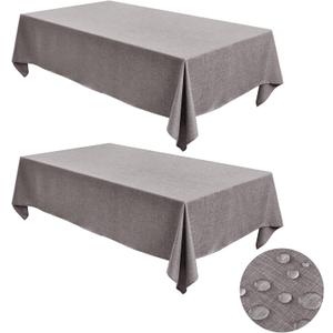 Fitable Faux Linen Tablecloths for Rectangle Tables: Water & Stain Resistant Farmhouse Table Cloth, Washable Burlap Textured Table Covers for Kitchen Dining Party(2 Pack, 60x102 Inch, Stone)