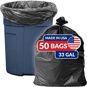 Reli. SuperValue 33 Gallon Trash Bags | 50 Count | Made in USA | Heavy Duty | Black Multi-Use Garbage Bags