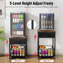 Housolution Mobile Mini Fridge Stand with Storage, Height-Adjustable Mini Beverage Fridge Table, Coffee Bar, 200 lbs Heavy-Duty Compact Refrigerator Shelf with Rolling Cabinet for Kitchen Home Office, 19.69 X 19.69 X 28.74 Inches