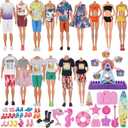 EuTengHao 78Pcs Doll Clothes and Accessories for 11.5 Inch Girl Doll and 12 Inch Boy Includes 28 Wear Clothes Shoes and Couple's Sky Wheel Surfboard Hat for Summer Style Accessories