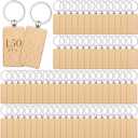 Yinkin 150 Pcs Wooden Keychain Blanks Wood Key Chains Bulk Laser Engraving Rectangle Keychain Blanks Unfinished Wooden Key Ring Key Tag for DIY Gift Crafts