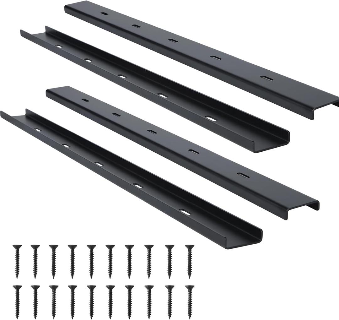 4 Pack C Channel Steel Support 30" L X 2" W Black Metal Support Heavy Duty Bracing Hidden C Brackets for Table Top Live Edge Slab Woodworking (30 Inch)