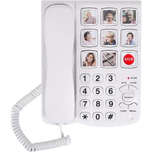 Telephones for Seniors, Dementia Phone for Seniors - 9 Picture Memory Corded Landline Telephone for Elderly - One-Touch Dial, 110dB+ Amplified Ringer -Home Phones for The Visually Impaired, Alzheimer