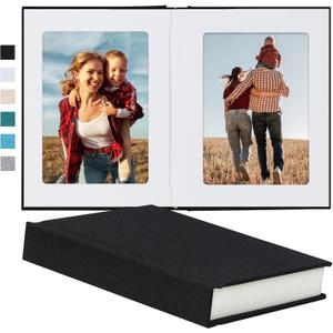Pssoss Photo Album 5x7 with Writing Space Linen Cover 5x7 Photo Album Book Holds 20 Photos Ideal for Wedding Theme-Album and Baby Photo Albums (Black,20 Pockets)