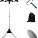 Foldable Clothes Steamer Stand with Adjustable Height & Ironing Gloves  Universal Garment Steamer Rack Compatible with Most Steamers, Portable Hanging Rack for Easy Steaming and Storage (Black)