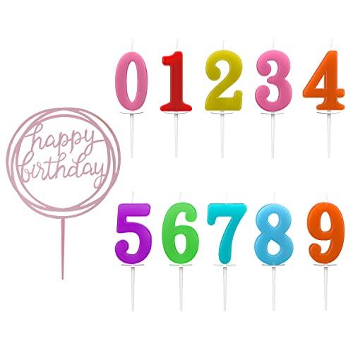 IBLESSU 10-Piece Number Birthday Candles - Glitter Cake Toppers, Color Candles for Cake & Wedding Parties