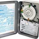 T104 24-Hour Mechanical Time Switch Pool Pump Timer with Metal Enclosure, 208-277V, 40A, 60Hz, DPST, 12 ON/Off Operations, Manual Override Included Trippers, Reliable Control for Various Loads