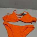 ZAFUL Women's Tie Back Padded High Cut Bralette Bikini Set Two Piece Swimsuit (1-pumpkin Orange, Small)