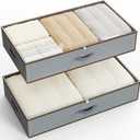 Large Under the Bed Storage,[2 Pack/Upgraded Bottom fabric] Carpet-Friendly Design Under Bed Storage Containers with Sturdy Sidewalls, Foldable under bed organizer for Clothes, Blankets, Sweater