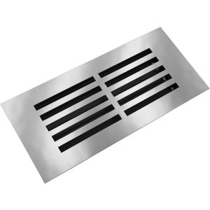 "Reggio Register 4x10 Floor Vent Cover, Low-Profile Steel Register, Silver Linear Split Pattern, Rust-Resistant Louver, Made in USA"