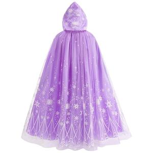 PURFEEL Girls Princess Cape Kids Snowflake Hooded Cloak Play Costume Halloween Party Outfit Purple 3-6Years