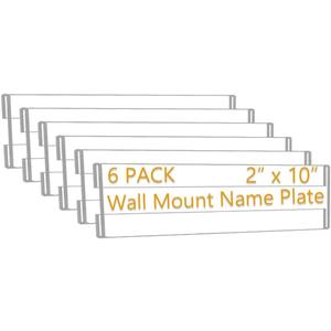6 Pack 10"W x 2"H Acrylic Office Name Plates Name Labels for Wall, Clear Sign Holder for Wall Display, with Adhesive Backing
