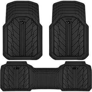 CAR PASS Heavy Rubber Car Floor Mats, Deep Waterproof Car Mats All Weather, Universal Trim-to Fit Automotive Floor Mats for Car SUV Truck Van, Durable Floor Liners Solid Black