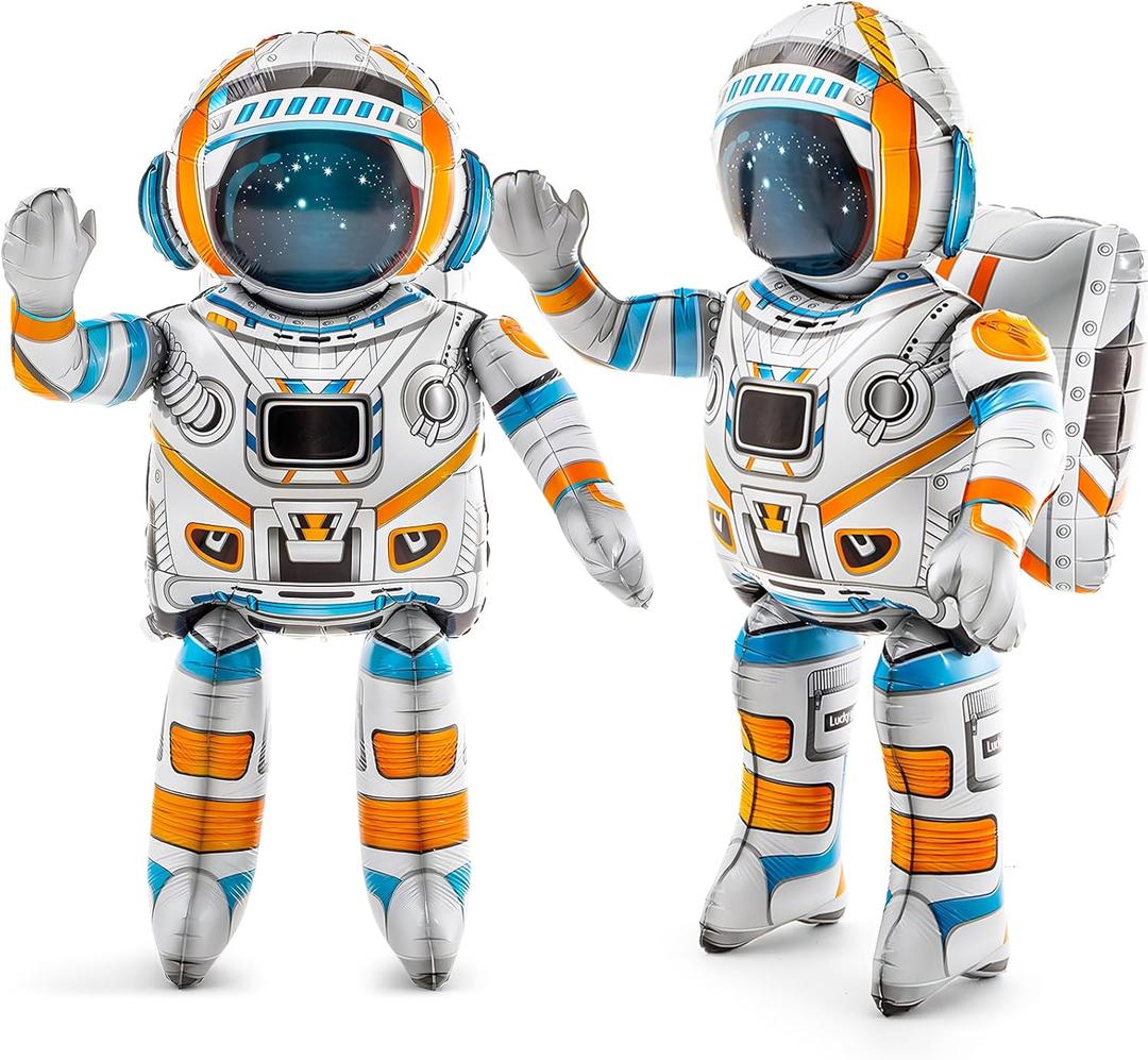 2 Pack 53 Inch 4d Standing Inflatable Spaceman Astronaut Balloons, Large Inflatable Astronaut Toys Outer Space Balloon Party Decorations for Galaxy Planet Theme Birthday Party Supplies