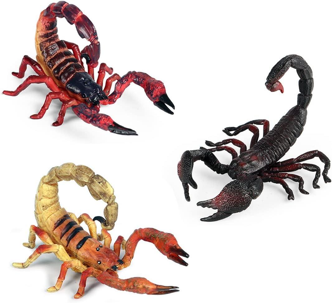 Rileryan Scorpion Figurine Realistic Plastic Scorpion Arthropod Figurine for Collection, Pack of 3