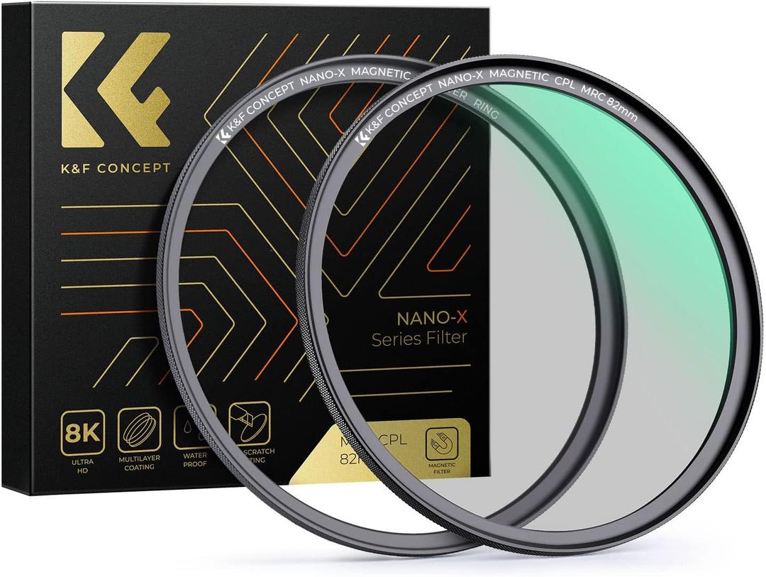 K&F CONCEPT Magnetic 67mm Polarizing Filter+ Magnetic Basic Ring Kit Waterproof Scratch Resistant Circular Polarizer Filter with 28 Multi-Coatings for Camera Lens (Nano-X Series)