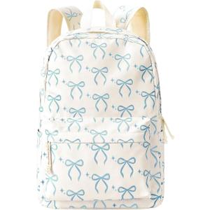 Aesthetic Backpack for Women Girl Blue Bow Backpack Cute Bows School Backpacks Bookbag for College School Travel Office Work Coquette Bows Bookbags