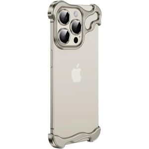 Frameless Series Designed for iPhone 15 Pro Max Case,Borderless Minimalist Design Compatible with Lens Camera Protection,Extremely Highlighting Personality,Titanium Grey