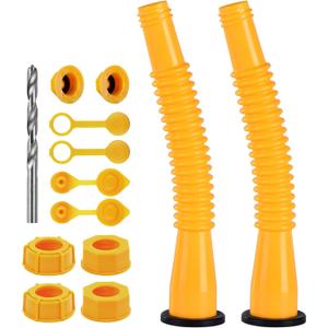 Gas Can Spout Replacement Kit, Gas Can Nozzle Replacement (2 Kit-Yellow) All gaskets are installed and ready to use upon receipt. For 1/2/5/10 gallon gas can. Easy and convenient to use