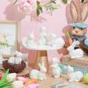 Nuenen 8 Pcs Easter Bunny Decorations Mini Ceramic Rabbit Figurine Decor Vintage Bunny Figurine 3.5 Inch Spring Easter Porcelain Modern Home Decor for Living Room, Bedroom, Office Desktop(White)