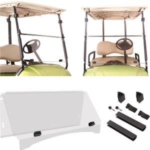 10L0L Clear Golf Cart Windshield for 2007-2016 Yamaha G29/Drive Golf Cart, (4MM) Thickness Impact Resistant Front Folding Acrylic Windshield
