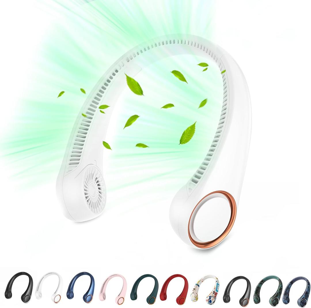 Portable Neck Fan, Hands Free Personal Fan, 360 Airflow,3-16 Running Hours, 72 Wind Outlets,4000mAh Battery USB Rechargeable, 3-SpeedsBirthday Gifts for Men Women (White)