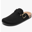Suede Clogs Men & Women Unisex Leather Mules Soft Cork Footbed Adjustable Buckle Slip Sandals Potato Shoes with Arch Support (11)