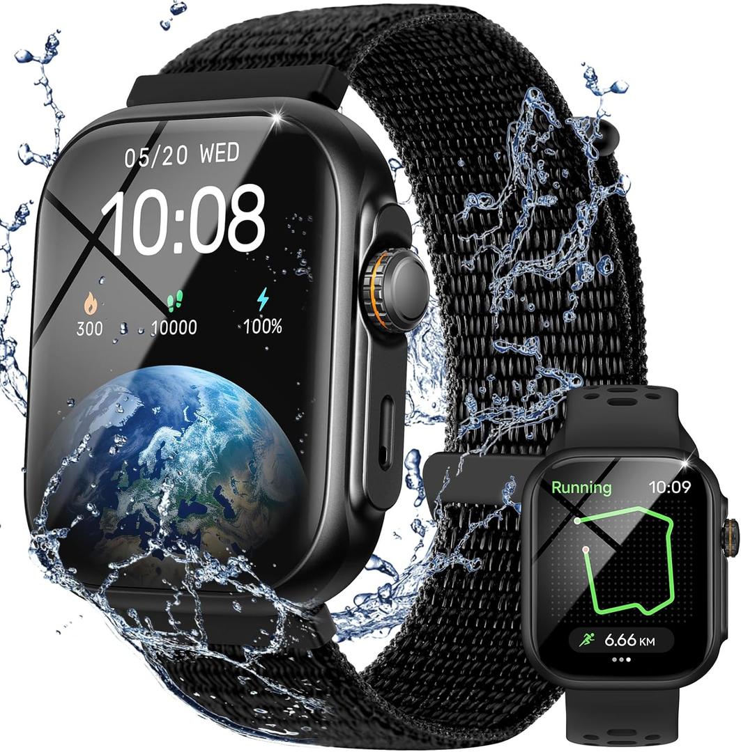 Parsonver Built-in GPS Smart Watch for Men Women with Bluetooth Calling, GPS Fitness Activity Tracker 100+ Sport Modes, Heart Rate Sleep Monitor, Waterproof Pedometer for Android & iPhone(Two Bands) (Black)